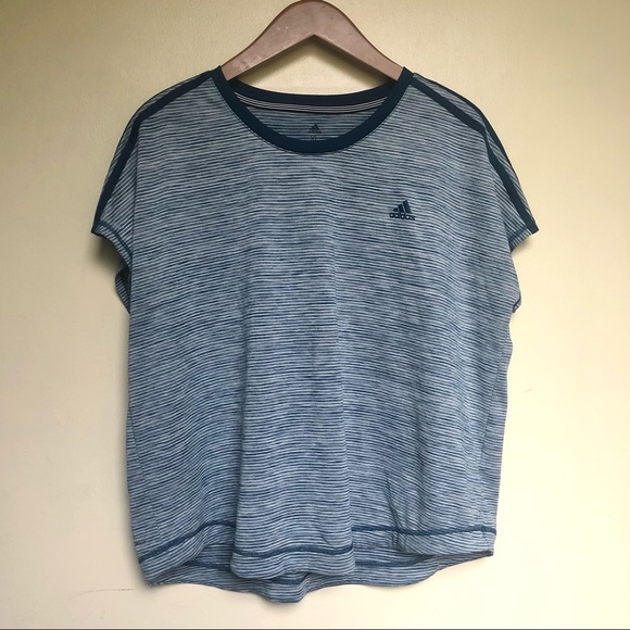 adidas Tops - Adidas climalite blue three stripes tee XL
